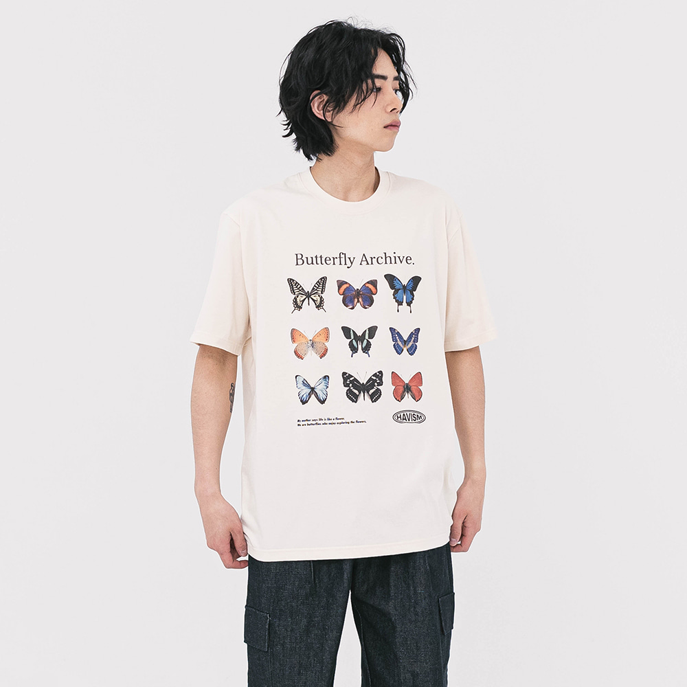 BUTTERFLY ARCHIVE S/S TEE(CREAM)