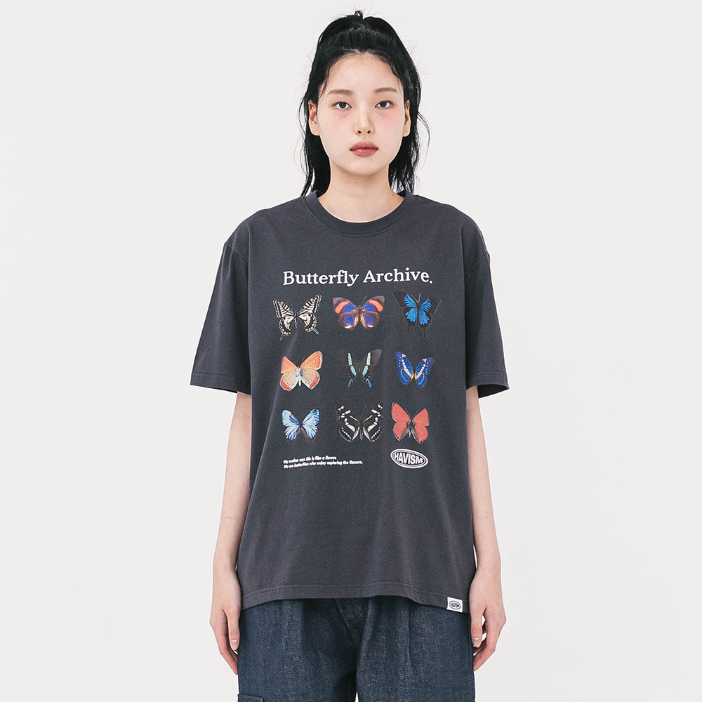 BUTTERFLY ARCHIVE S/S TEE(CHARCOAL)