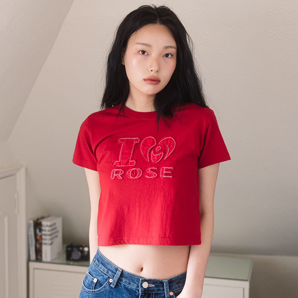 I ROSE CROP S/S TEE(RED)